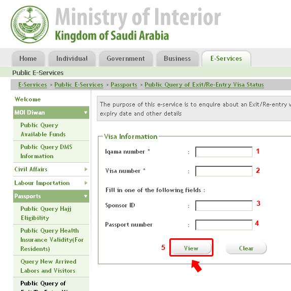 Exit Re-entry Status in Saudi Arabia