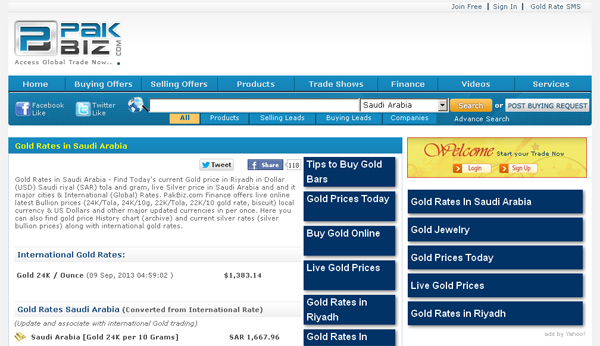 Gold Rates Saudi Arabia